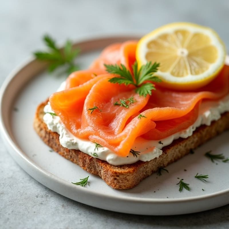 Open-Face Smoked Salmon and Herbed Cream Cheese Toast
