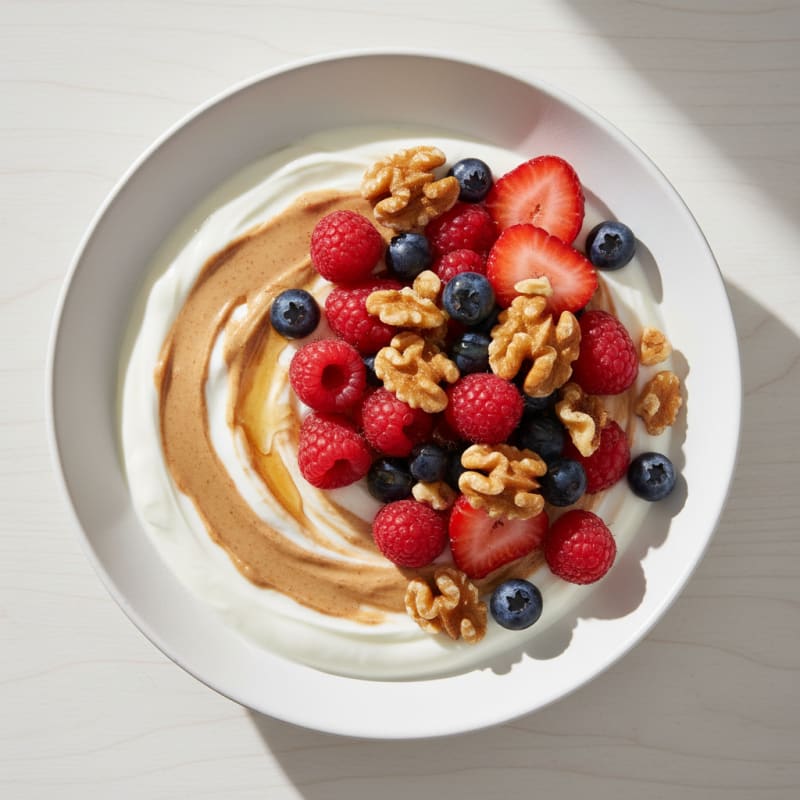 Creamy Greek Yogurt Bowl with Mixed Berries and Almond Butter