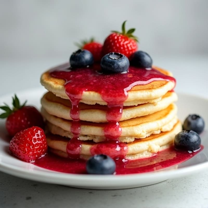 Fluffy Protein Pancakes with Berry Compote