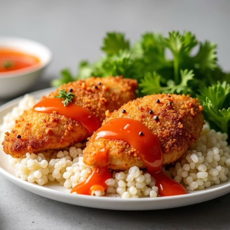 Crispy Baked Ginger-Garlic Chicken with Sweet Chili Sauce