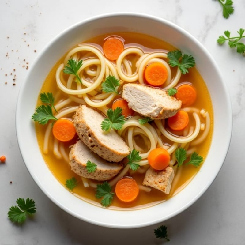Wholesome Chicken Noodle Soup with Tender Chicken and Vegetables
