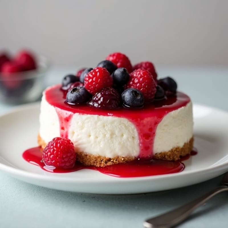 Protein-Packed Greek Yogurt Cheesecake with Berry Compote
