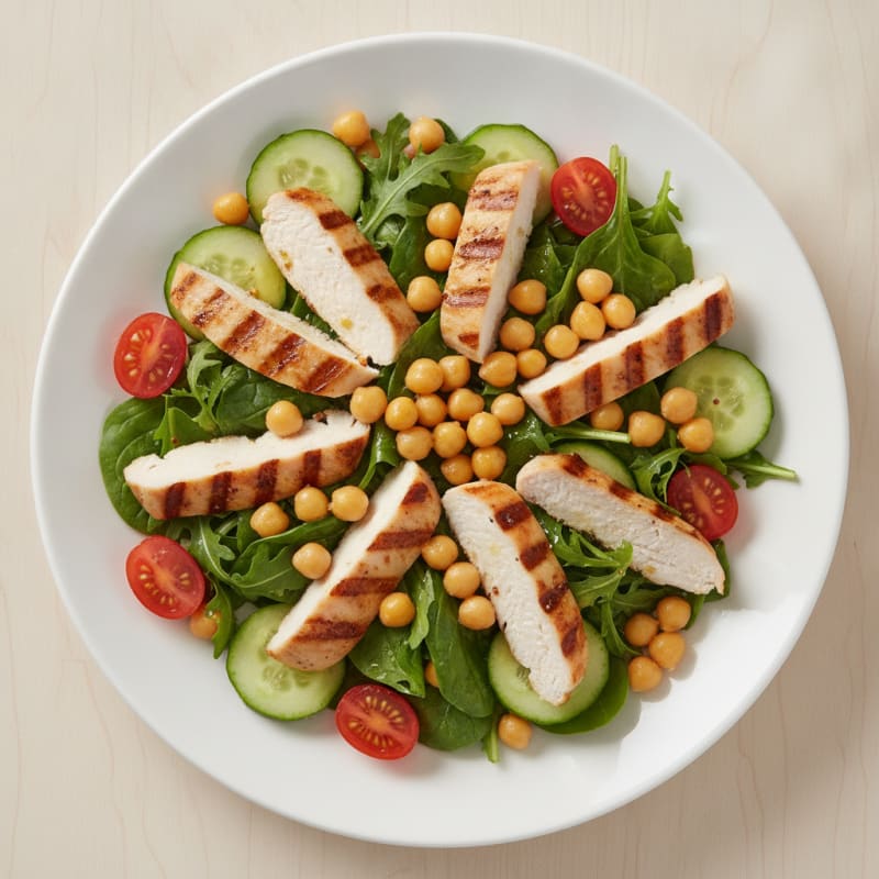 Grilled Chicken Breast Salad with Chickpeas and Lemon Vinaigrette