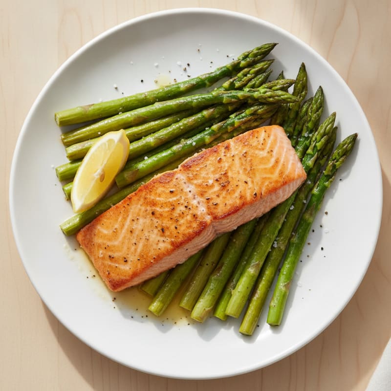 Pan-Seared Salmon with Roasted Asparagus