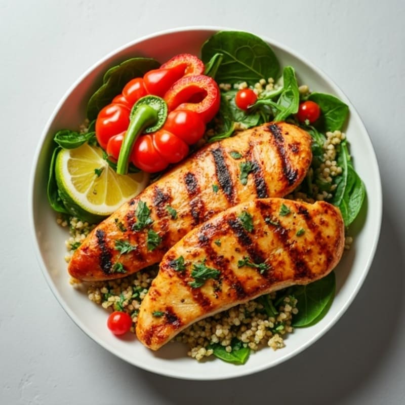 Grilled Chicken Quinoa Power Bowl with Citrus Vinaigrette