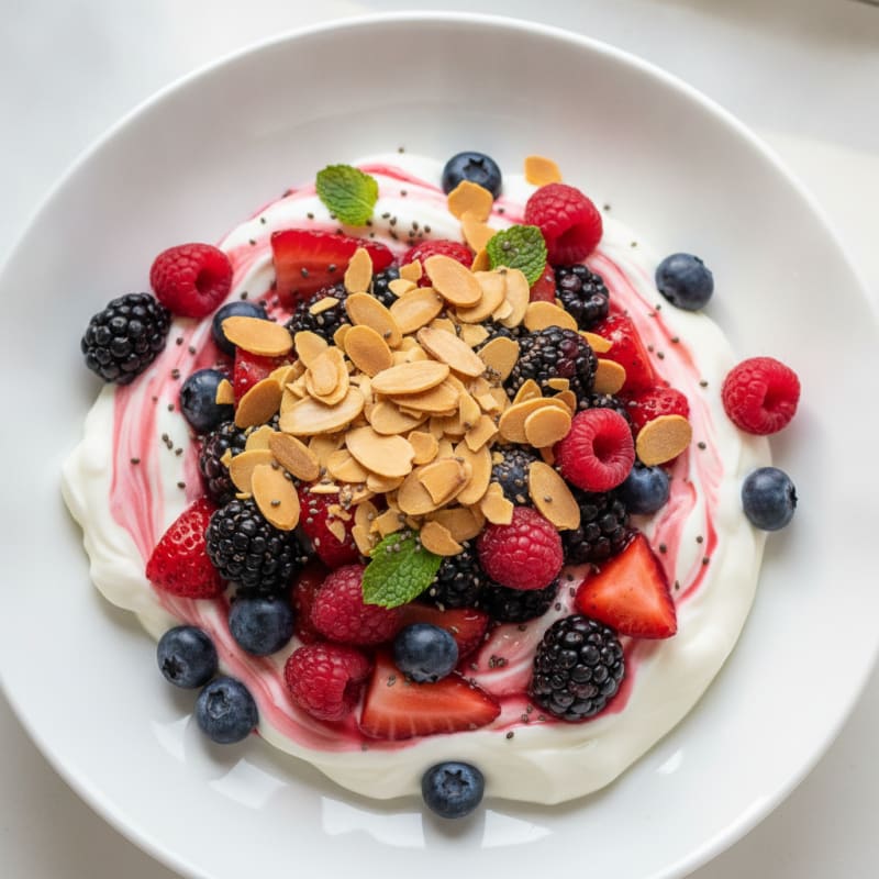 Greek Yogurt Protein Parfait with Mixed Berries