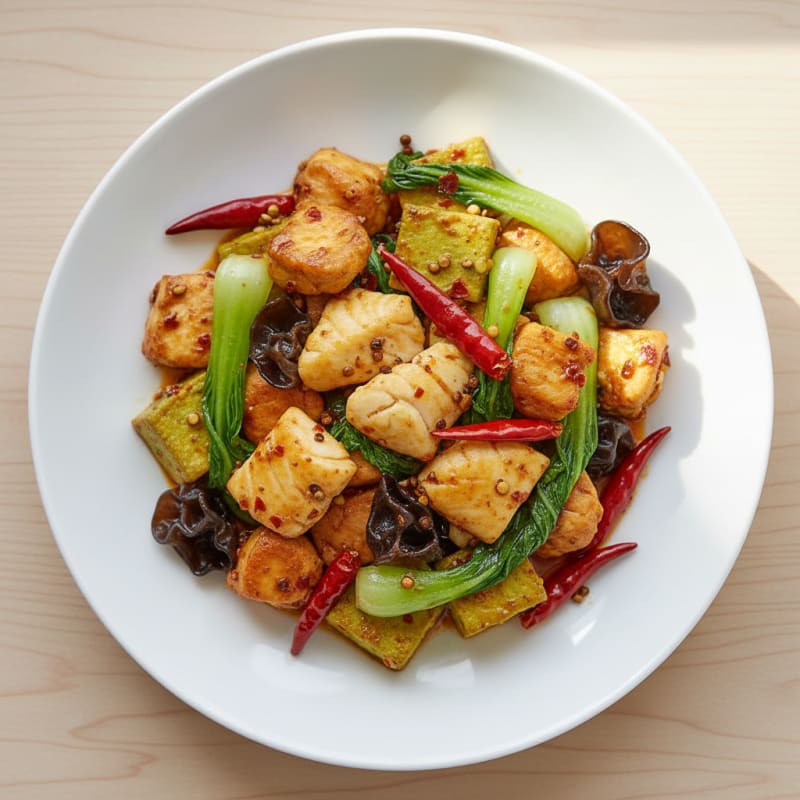 Sichuan Chicken and Fish with Tofu