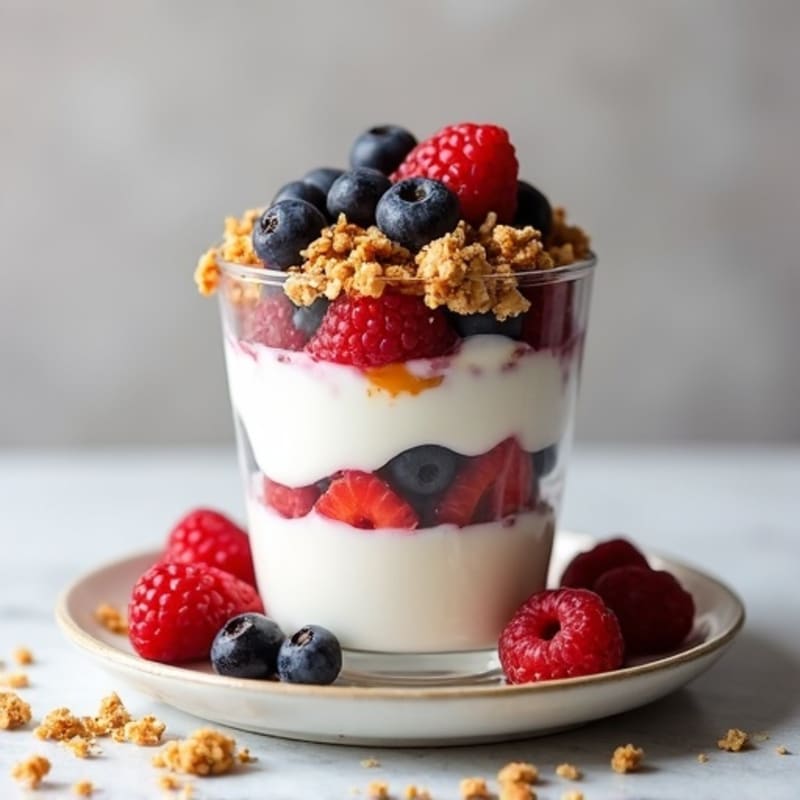 Creamy Greek Yogurt Parfait with Mixed Berries and Almond Butter Granola