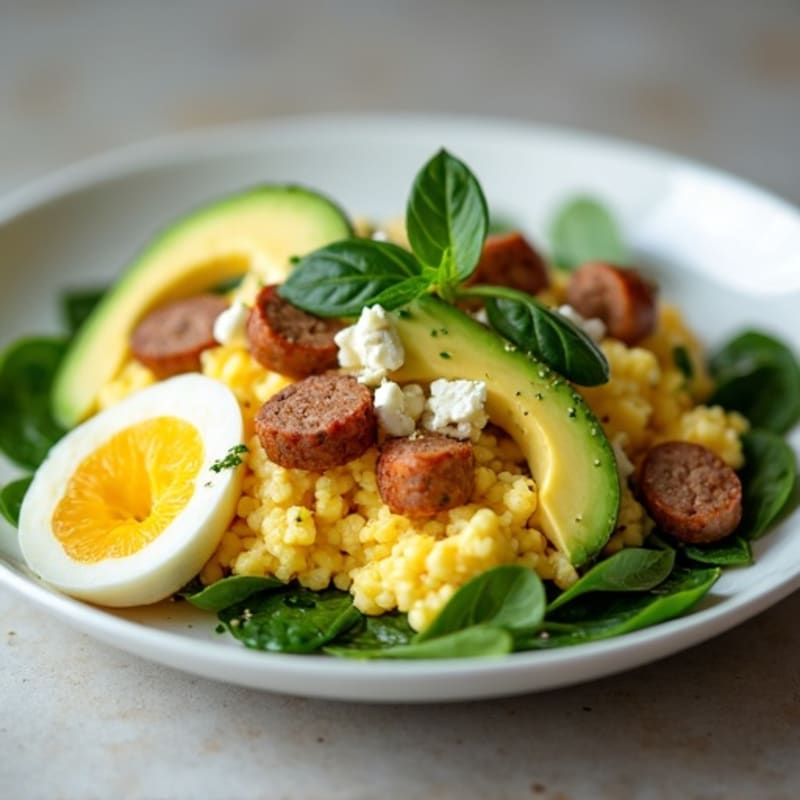 Egg White Scramble with Turkey Sausage and Spinach