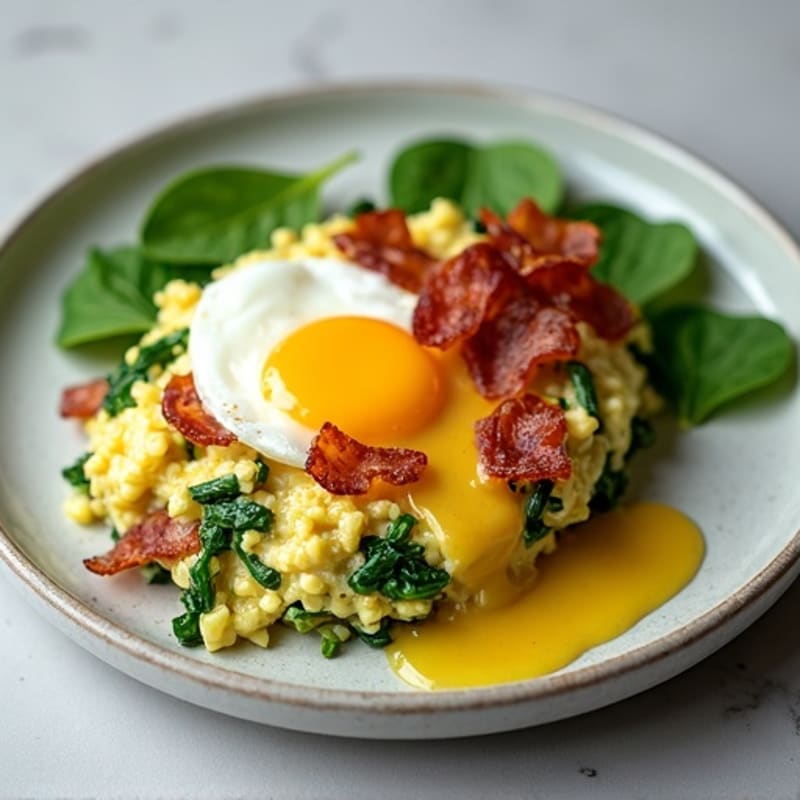 Cottage Cheese Scramble with Spinach and Turkey Bacon