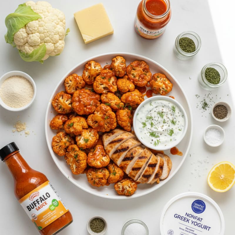 Crispy Buffalo Cauliflower Bites with Ranch