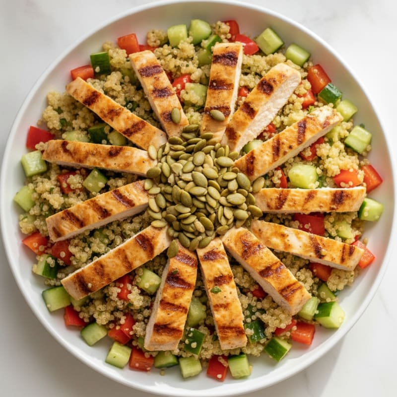 Grilled Chicken and Quinoa Salad with Crunchy Vegetables
