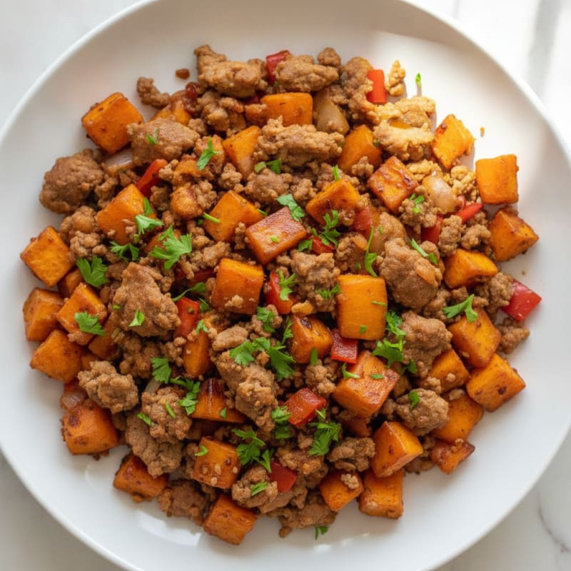 Bison and Sweet Potato Hash