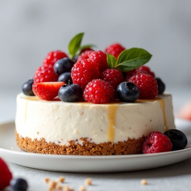 Greek Yogurt Protein Cheesecake with Fresh Berries