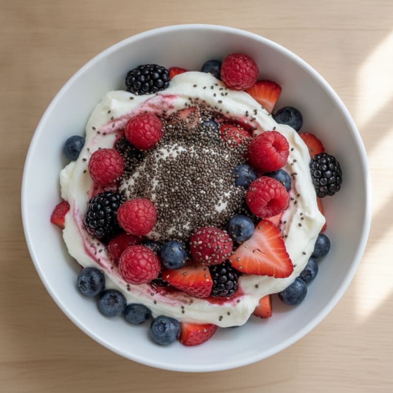Greek Yogurt Protein Parfait with Mixed Berries and Vanilla Whey