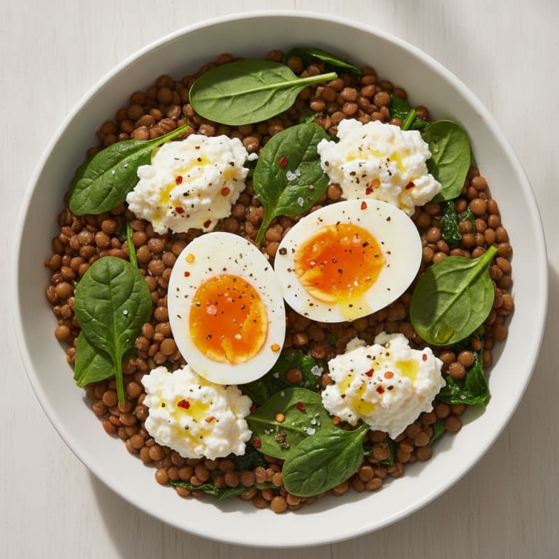 Savory Lentil and Egg Breakfast Bowl