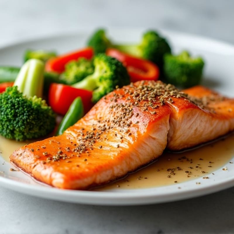 Honey-Ginger Glazed Salmon with Sesame Vegetables