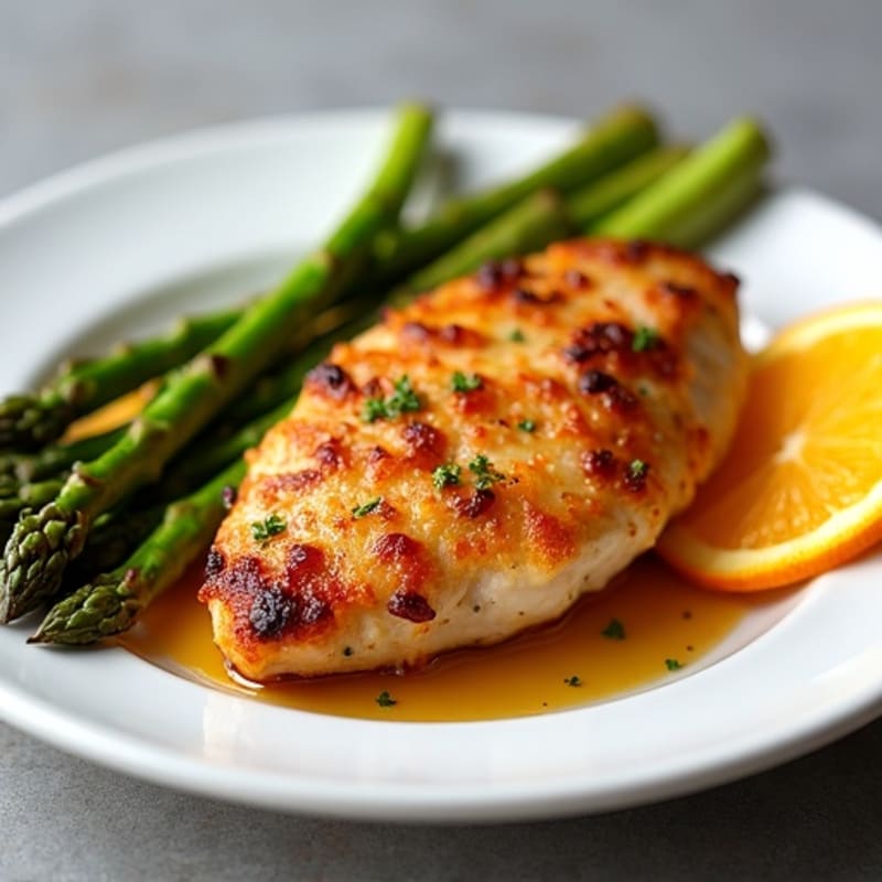 Crispy Orange Glazed Chicken with Roasted Asparagus
