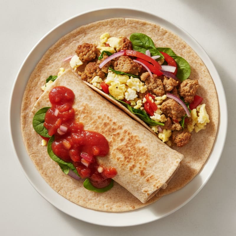 High-Protein Turkey Sausage and Egg Breakfast Burrito