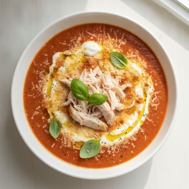 Roasted Tomato Basil Soup with Parmesan