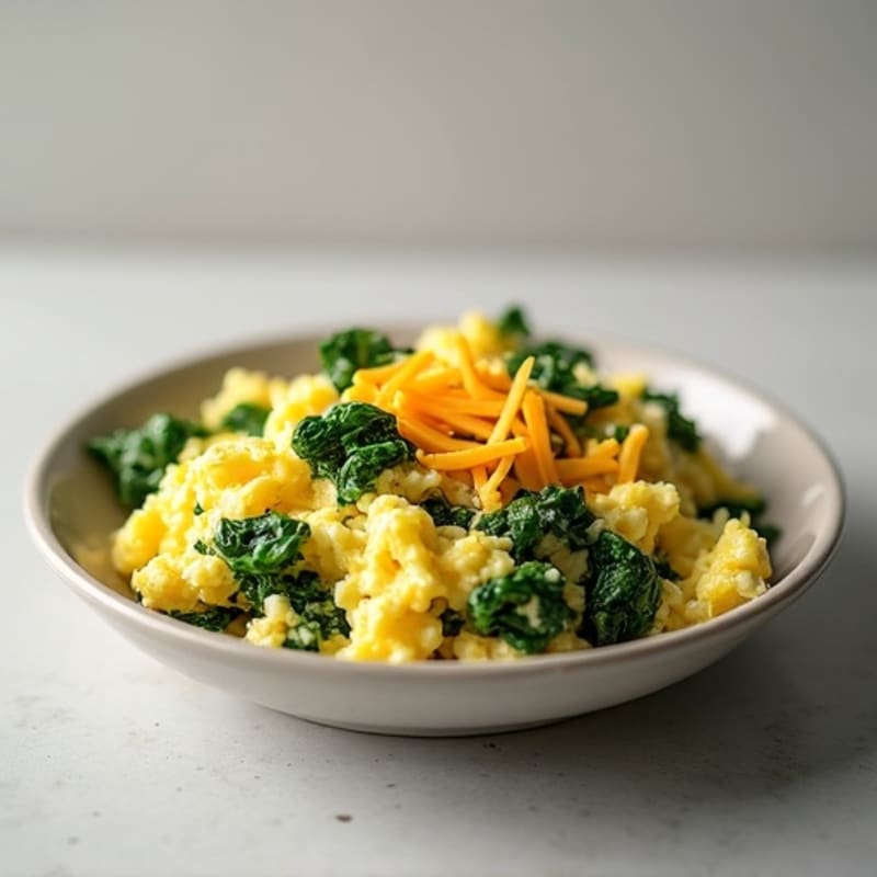 Cottage Cheese and Egg Scramble with Sautéed Spinach