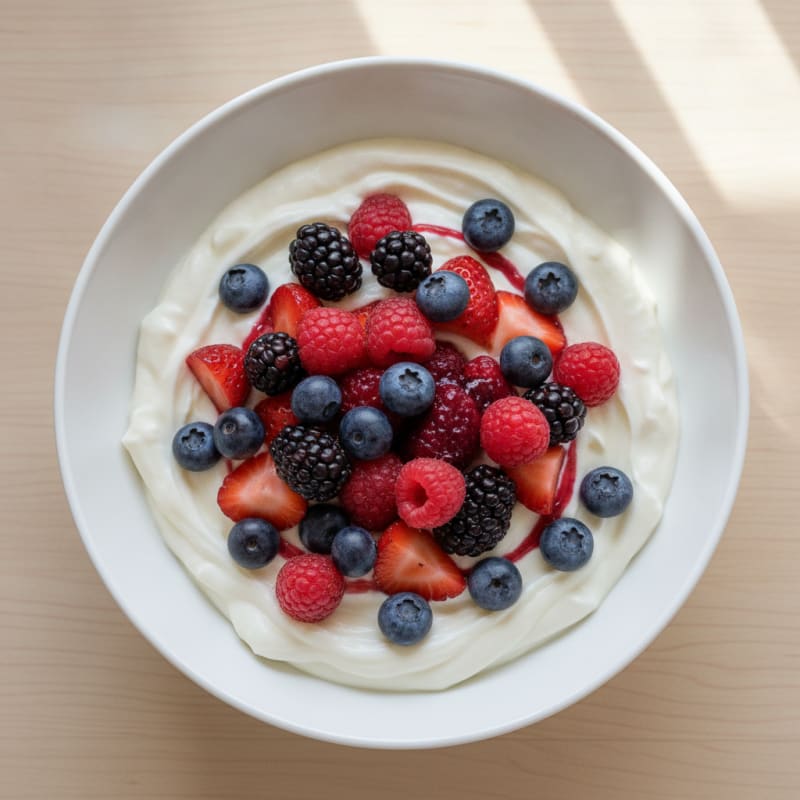 Creamy Vanilla Protein Yogurt with Mixed Berries