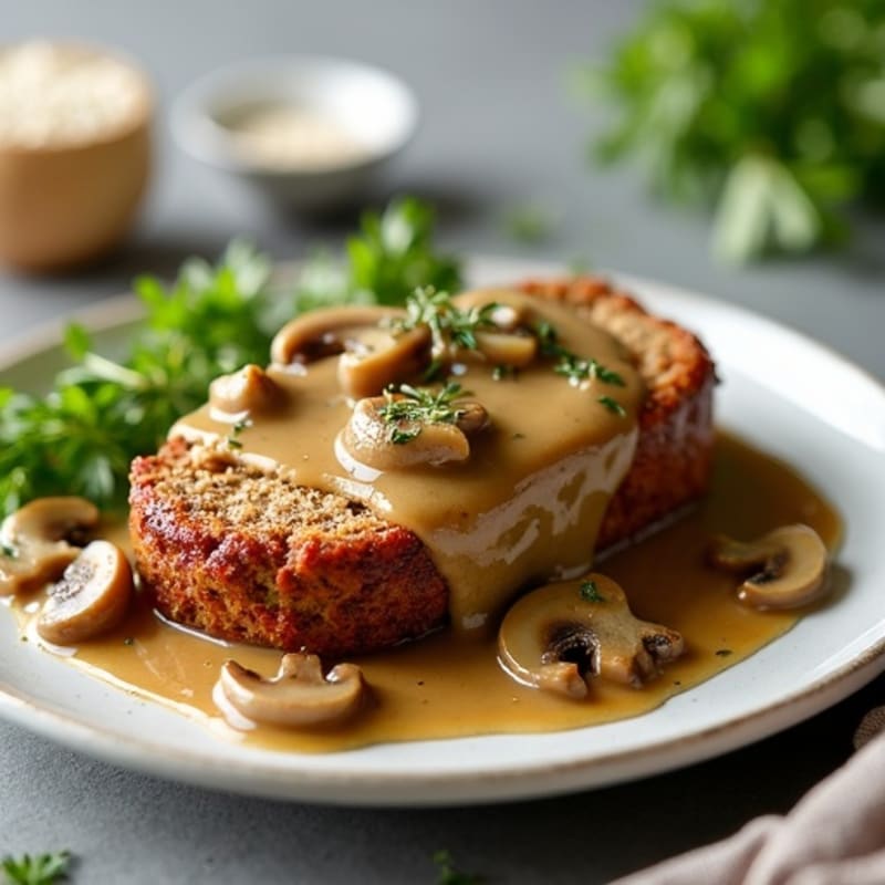 Herb-Seasoned Turkey Meatloaf with Mushroom Gravy