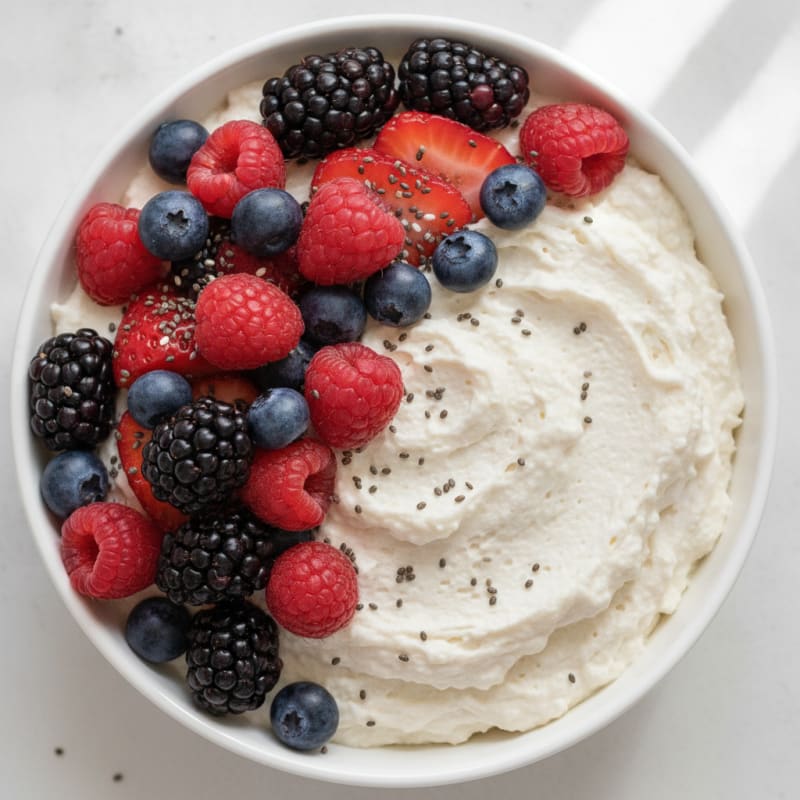 Greek Yogurt Protein Mousse with Mixed Berries