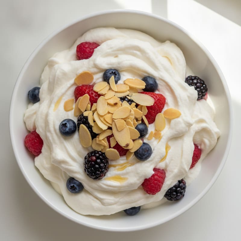Greek Yogurt Protein Mousse with Mixed Berries
