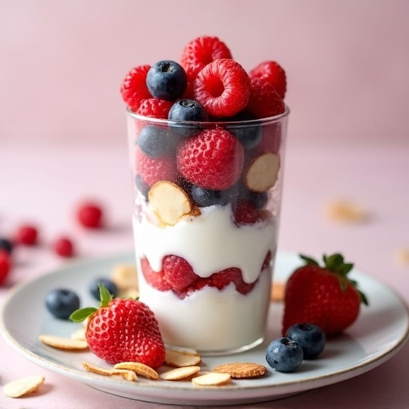 Greek Yogurt Protein Parfait with Berries and Almonds