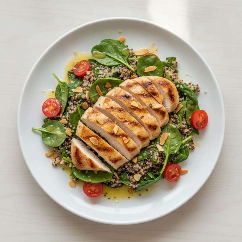Grilled Chicken Breast with Quinoa Spinach Salad