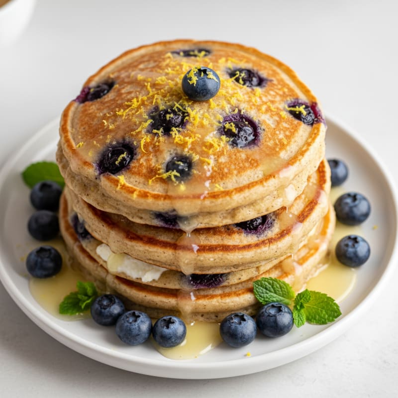 Blueberry Ricotta Pancakes with Lemon Zest