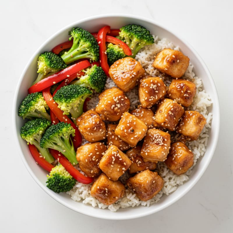Crispy Honey-Garlic Chicken Bowls
