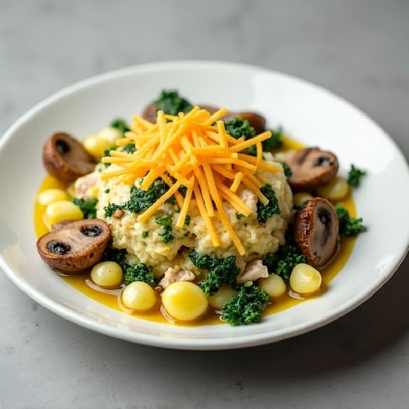 Egg and Turkey Scramble with Spinach and Mushrooms