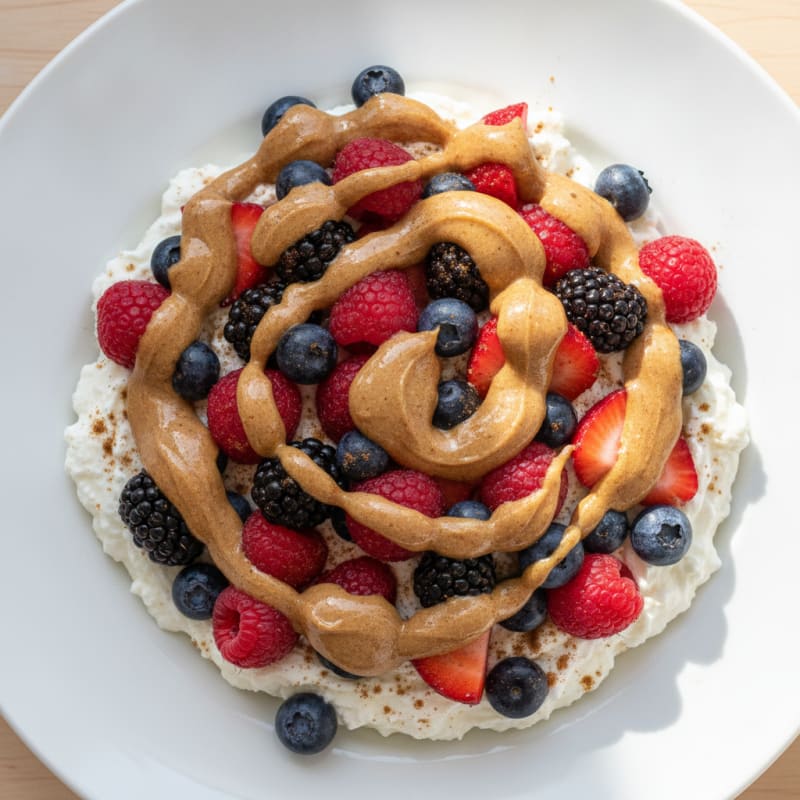Silky Greek Yogurt Protein Bowl with Mixed Berries and Almond Butter