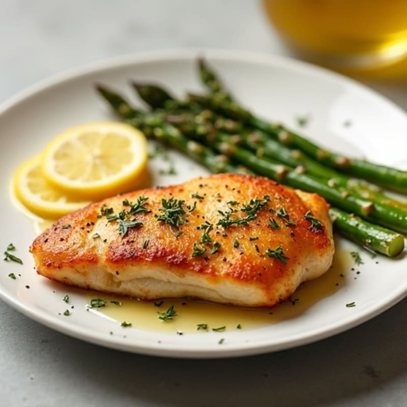 Crispy Lemon Garlic Chicken with Roasted Asparagus