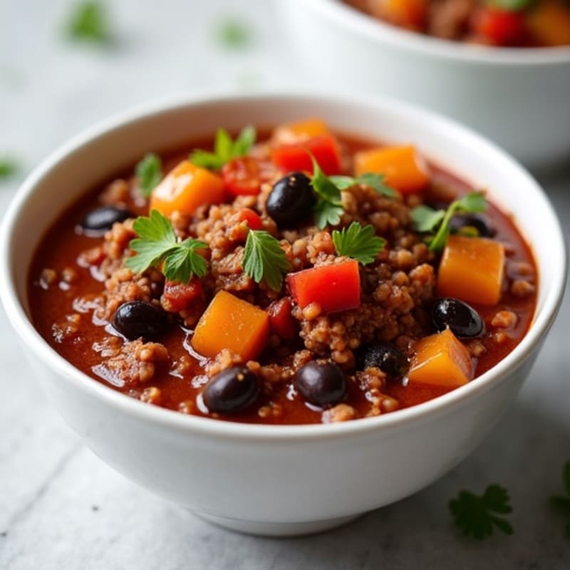 Hearty Black Bean Beef Chili with Sweet Peppers