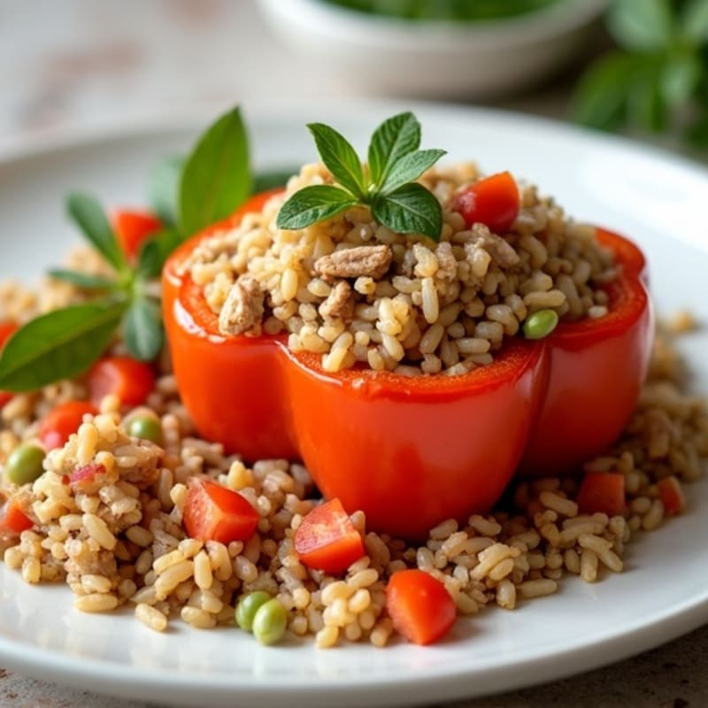 Lean Ground Turkey and Brown Rice Stuffed Bell Peppers