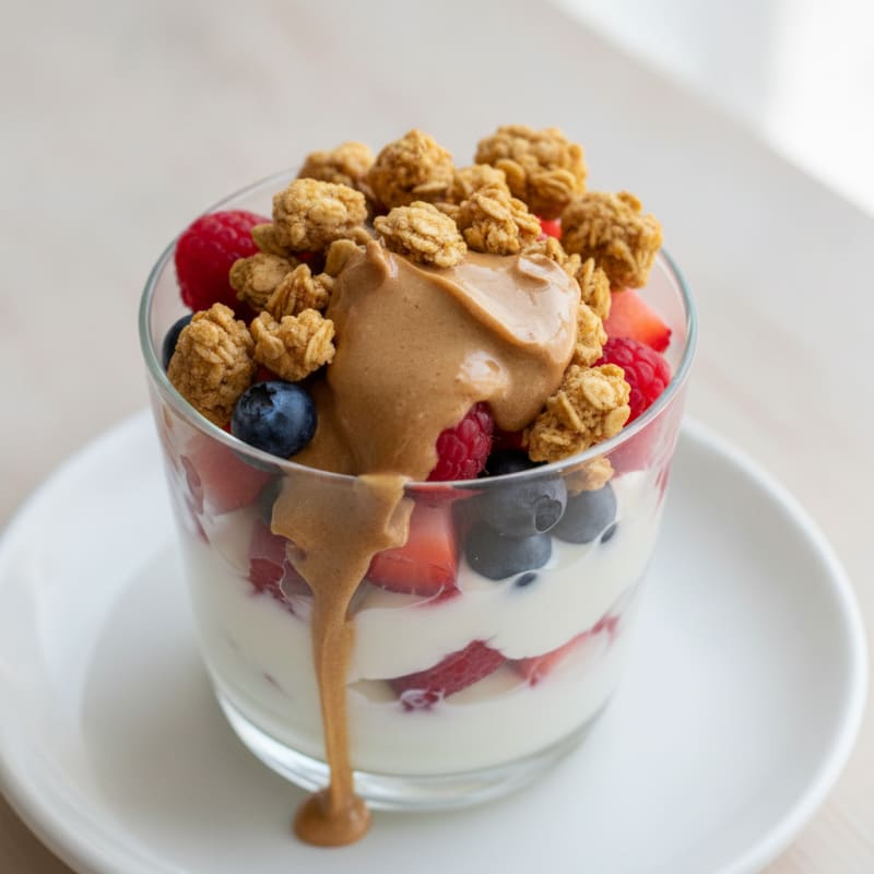 Creamy Greek Yogurt Parfait with Mixed Berries and Almond Butter