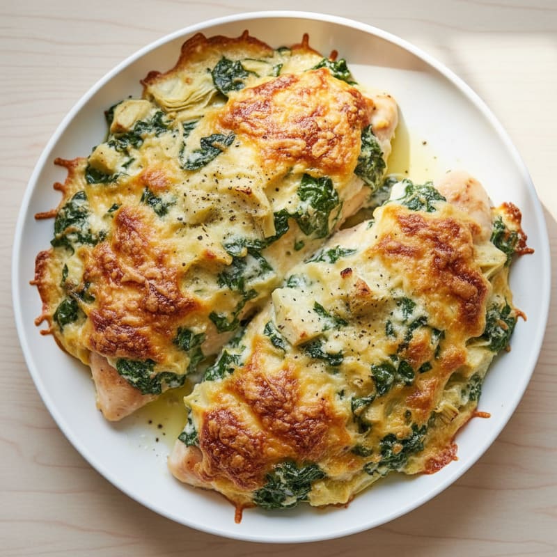 Creamy Spinach Artichoke Chicken Bake