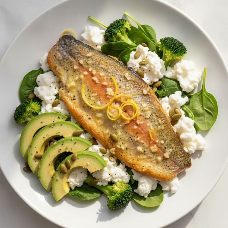Baked Trout with Avocado and Spinach