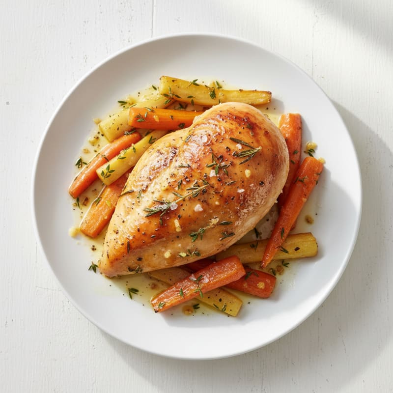 Garlic-Herb Roasted Chicken with Root Vegetables