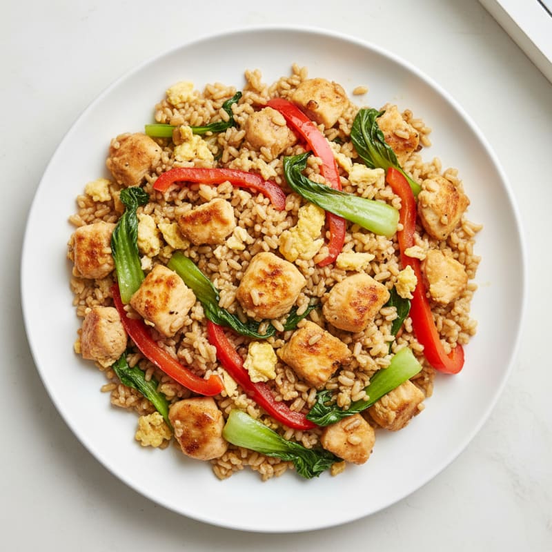 Egg White and Chicken Stir Fry with Brown Rice