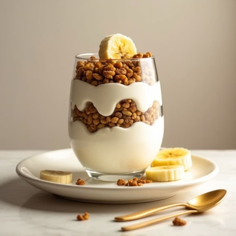 Protein Banana Yogurt Parfait with Lentil Crunch