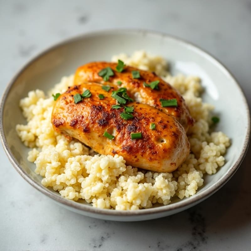 Creamy Yogurt-Spiced Chicken with Cauliflower Rice
