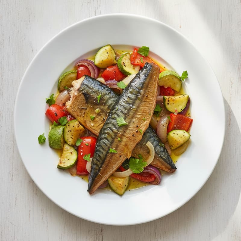 Smoked Mackerel with Roasted Vegetables