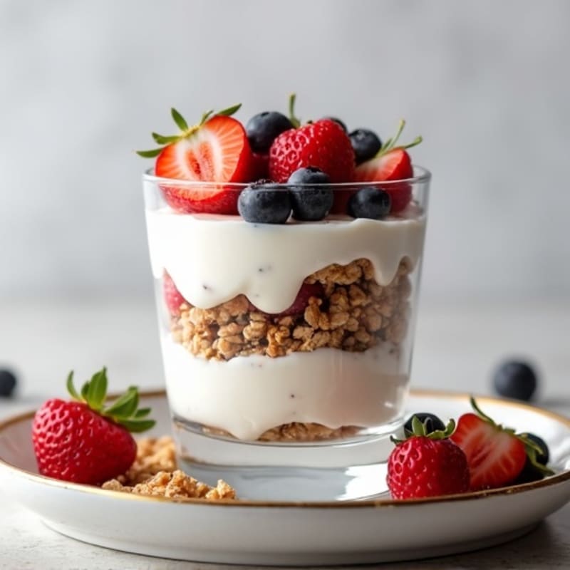 Creamy Greek Yogurt Parfait with Protein Granola and Mixed Berries