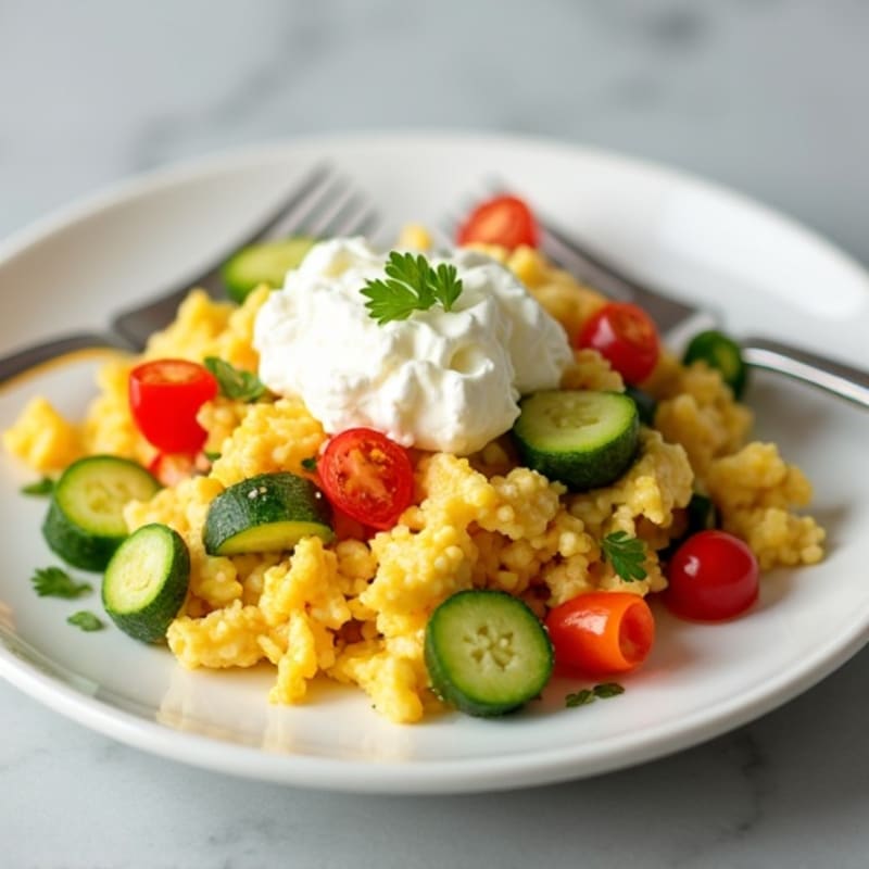 Egg White Veggie Scramble with Cottage Cheese