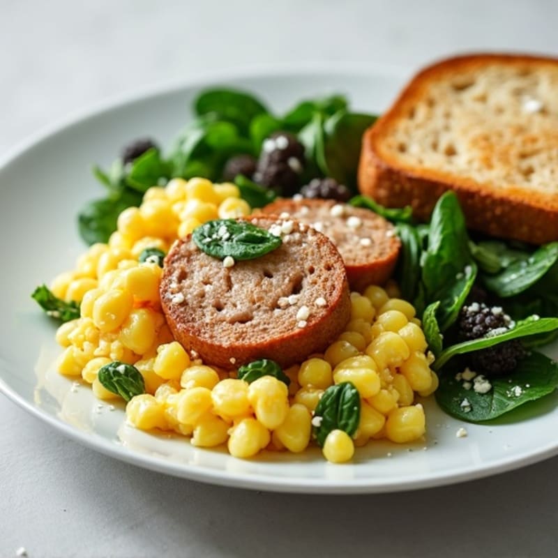Egg White and Turkey Sausage Scramble with Baby Spinach