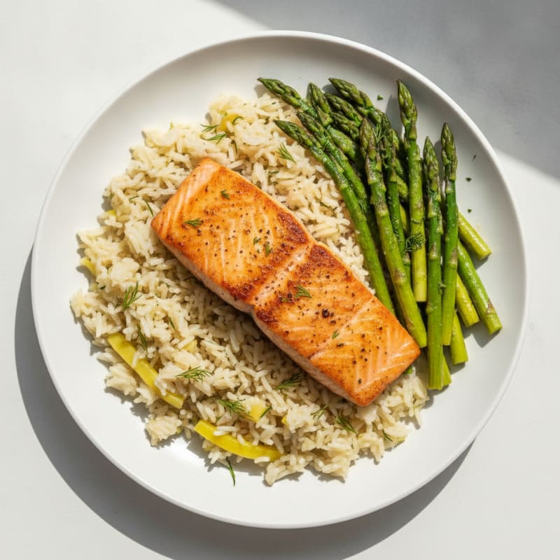 Pan-Seared Salmon with Lemon-Dill Rice